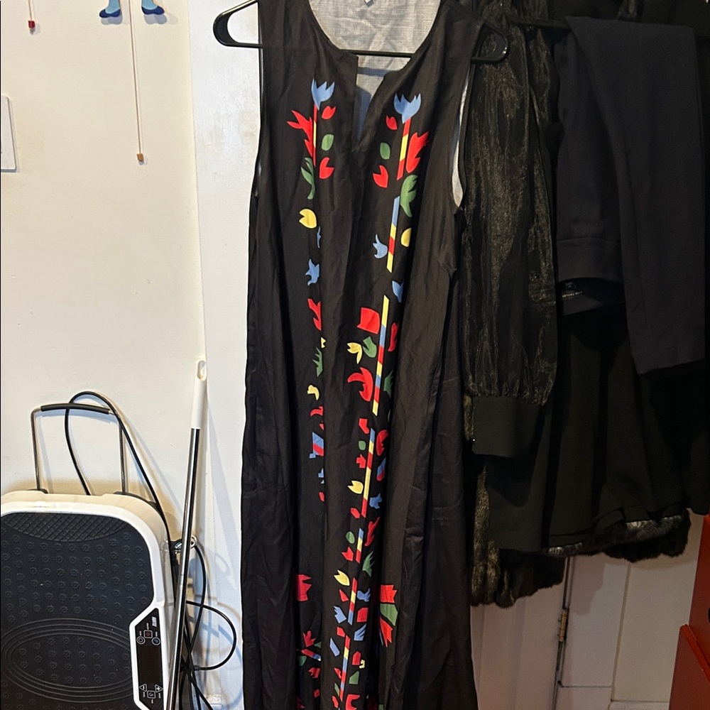 Black Dress with Colorful Floral Design